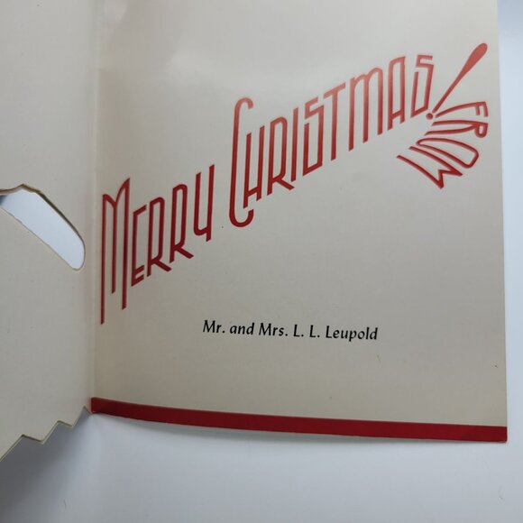 Vintage 1956 Christmas Card With Santa & Candy Cane Design - Picture 3 of 6